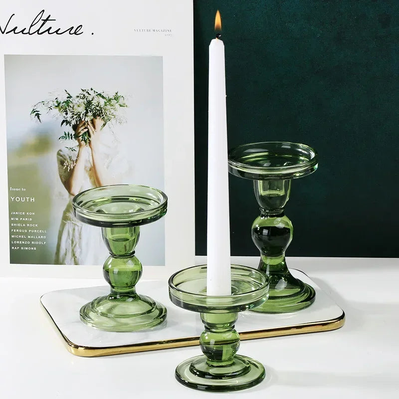 Vintage glass candle holder for wedding and interior decoration