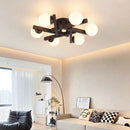 Nordic style wooden and milky glass ceiling light for interior decoration