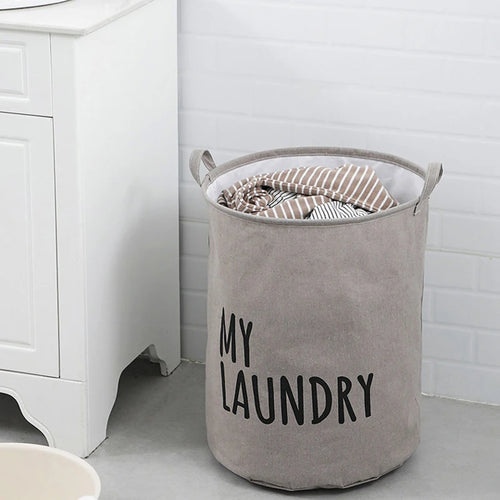 foldable waterproof linen and cotton laundry basket large capacity - vue 2 sur 8