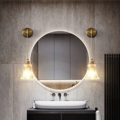 Nordic brass wall light with crystal mirror - vue 3 sur 13