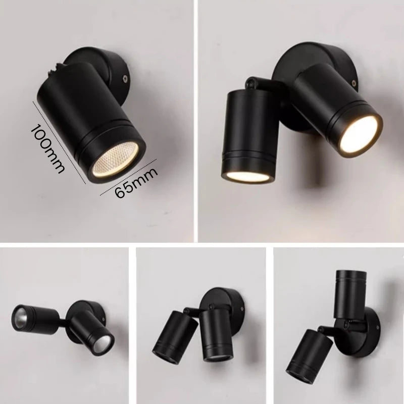Double head outdoor LED spotlight waterproof for garden balcony fence - vue 6 sur 9