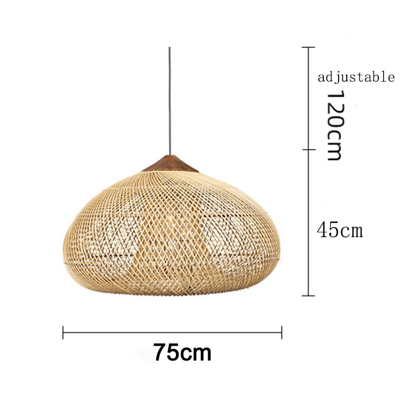 Southeast Asian vintage rattan pendant light high quality for dining room, restaurant, kitchen, or loft - vue 26 sur 27