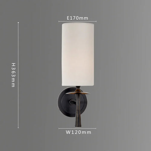 Copper wall light with modern fabric lampshade