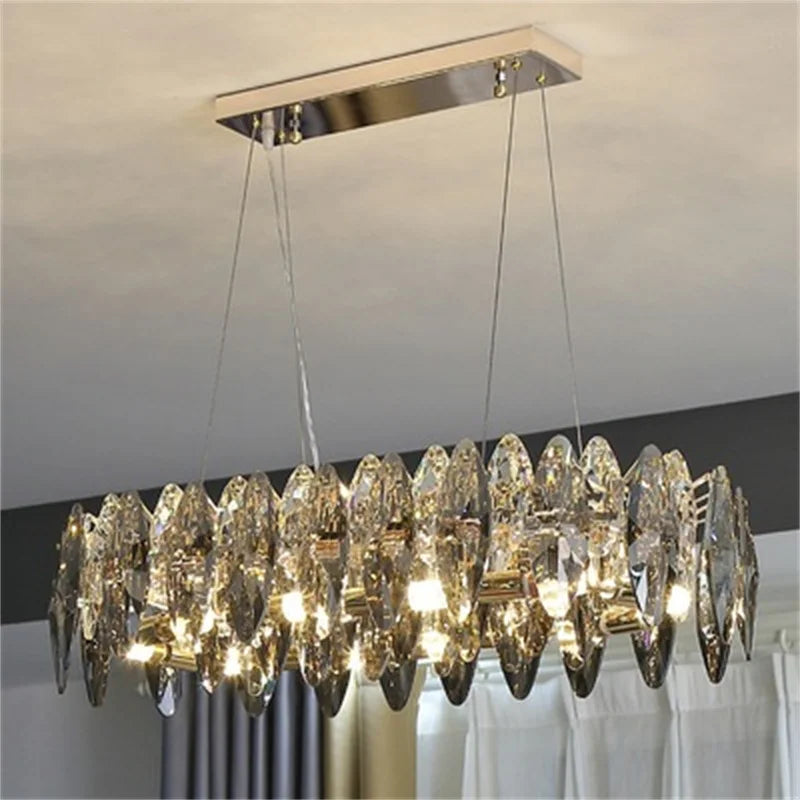 Modern crystal chandelier with LED and round pendants - vue 6 sur 12