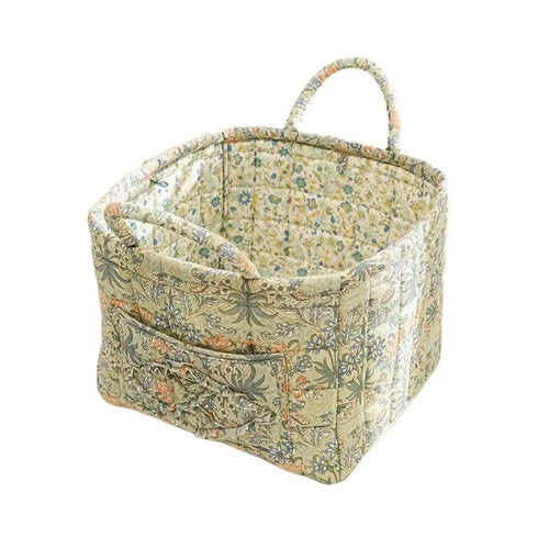 Pastoral style washable fabric storage basket stackable multi-use - vue 13 sur 16