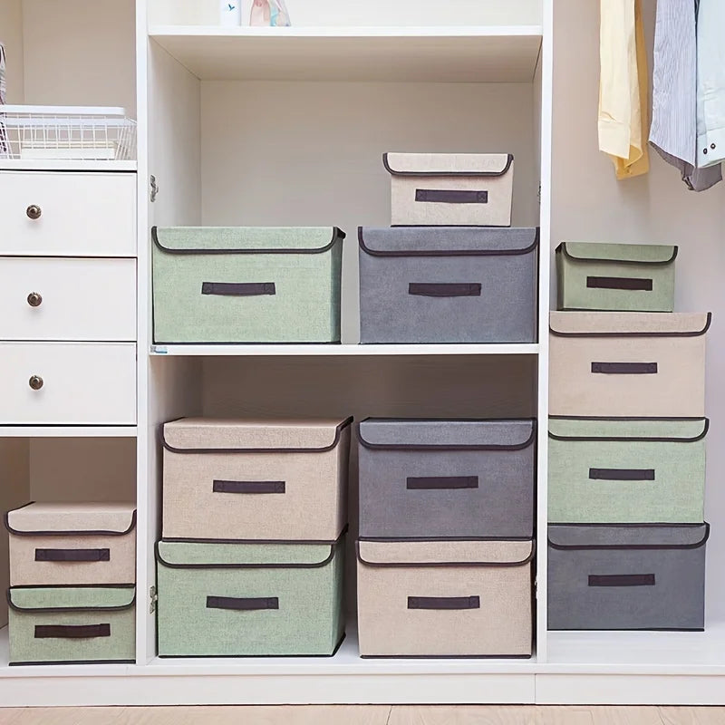 foldable fabric storage box with dust cover