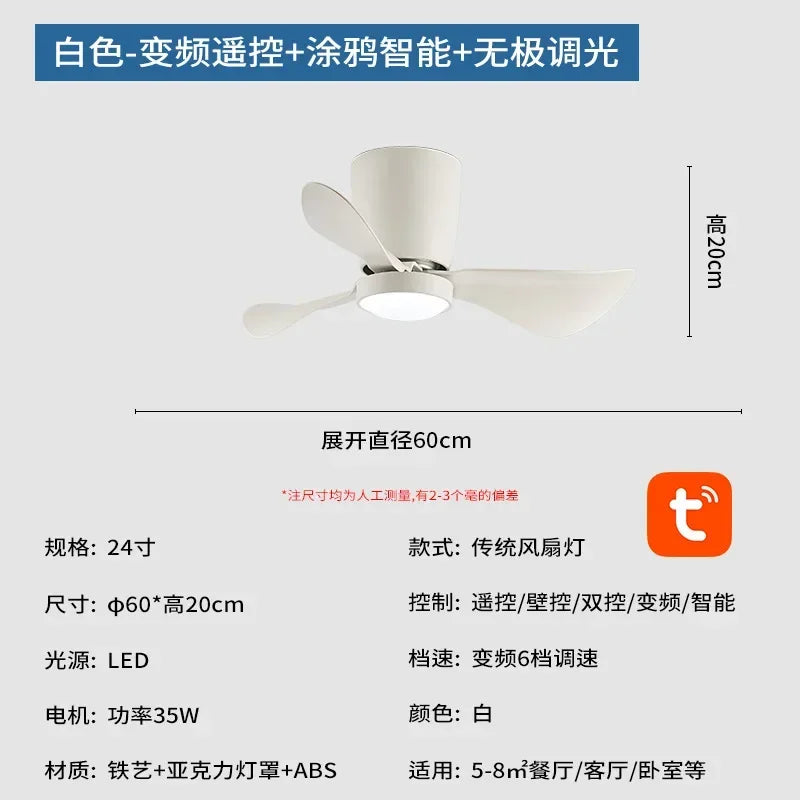 Simple nordic frequency conversion ceiling fan light - vue 10 sur 19