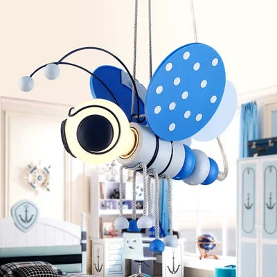 Bee pendant light for children's room princess cartoon style - vue 6 sur 6