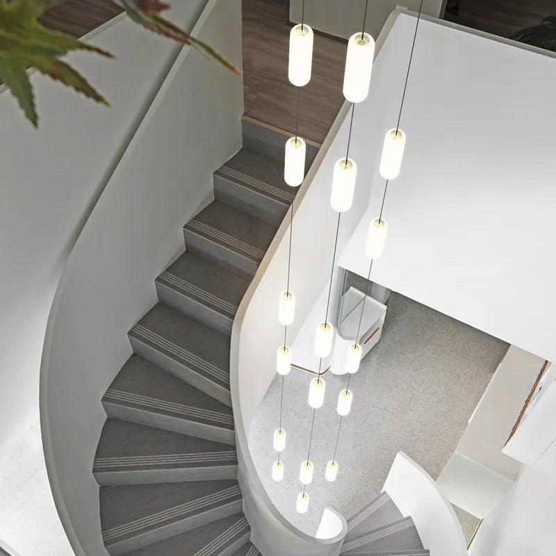 Nordic LED chandelier for staircase, duplex and penthouse villa - vue 3 sur 21