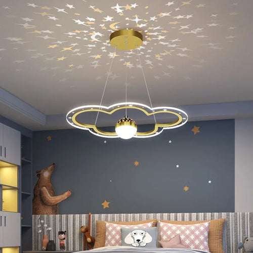 Modern LED cloud flower chandelier with starry sky indoor lighting - vue 4 sur 18