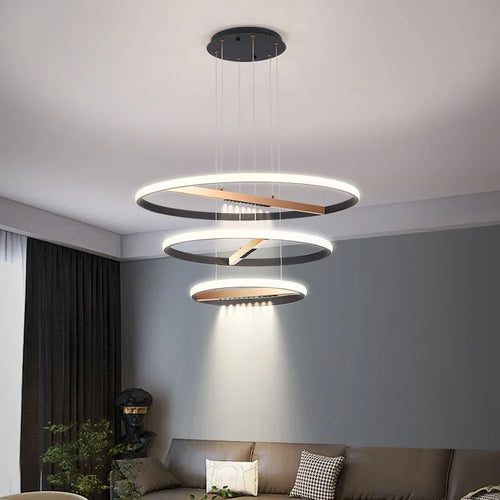 Modern round ring chandelier for indoor lighting - vue 2 sur 11