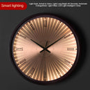 modern design wall clock in golden wood silent and creative