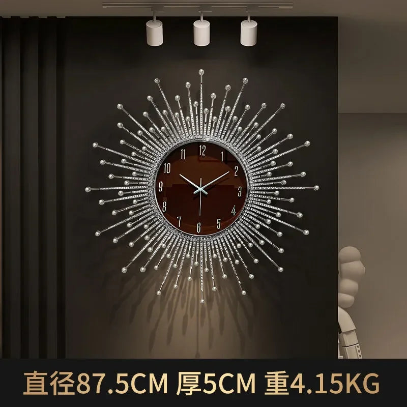 luxury sun shaped wall clock for modern decoration