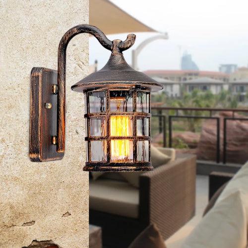Rustic outdoor waterproof iron wall light - vue 3 sur 8