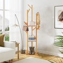 hanging coat rack with 10 hooks and integrated shelf