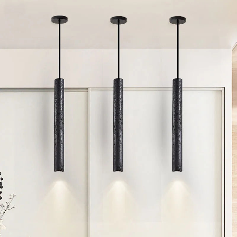 Ultra-slim LED pendant light in black hole marble minimalist modern