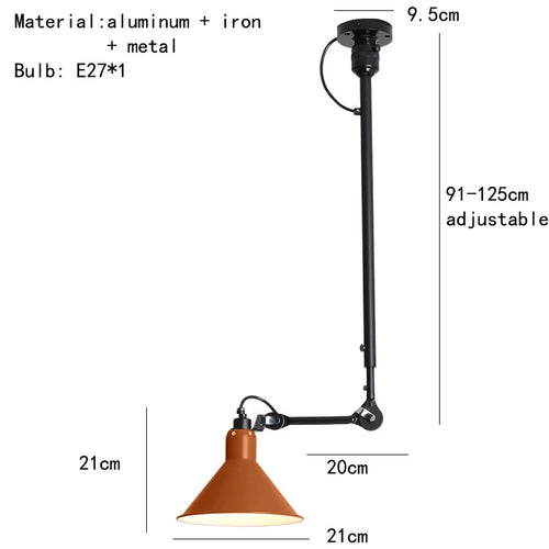 Retro American style chandelier with adjustable lampshade for reading light - vue 13 sur 21