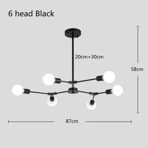 Modern Sputnik satellite chandelier with 3, 6 or 9 arms - vue 13 sur 12
