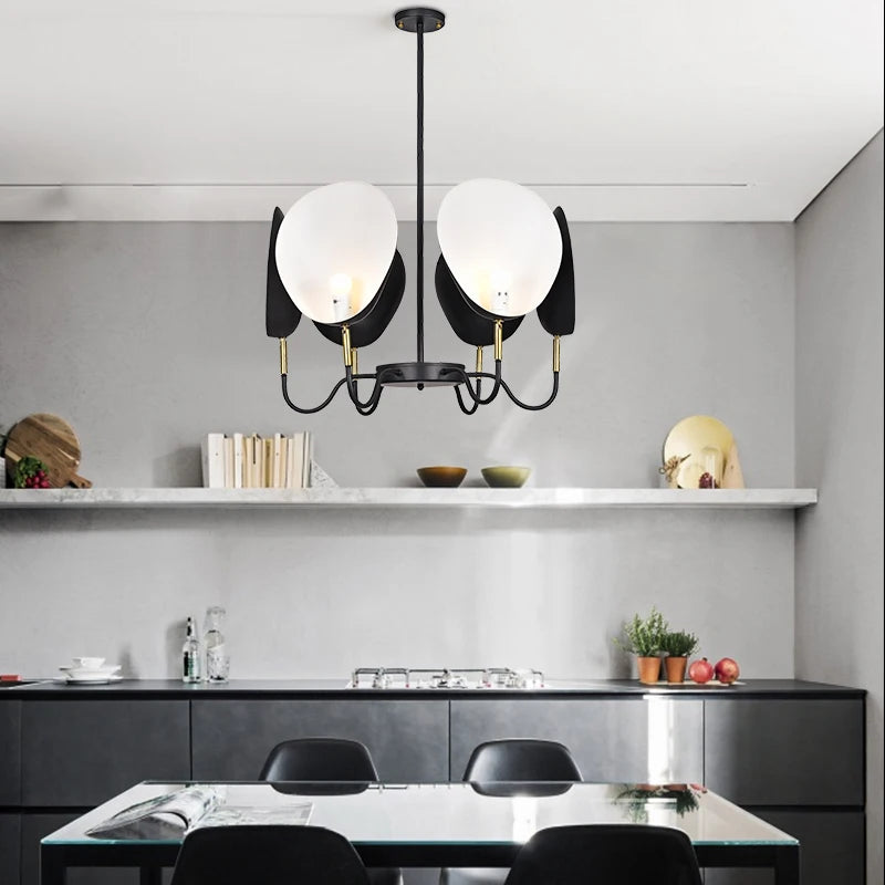 Nordic postmodern chandelier with 6 heads, contemporary design - vue 3 sur 7