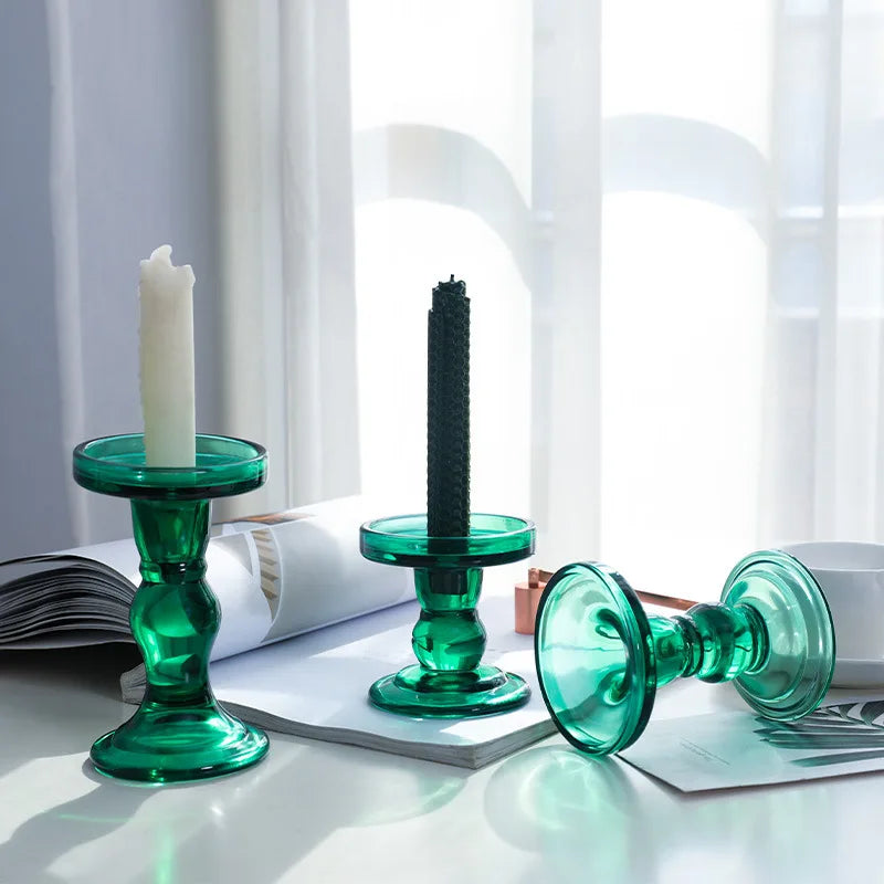 Roman column glass candlestick for romantic decorations