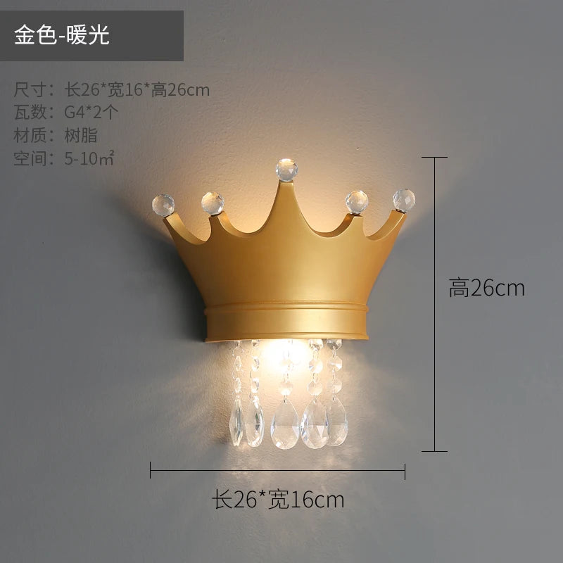 Nordic crown resin wall light for cute children's bedroom - vue 11 sur 12