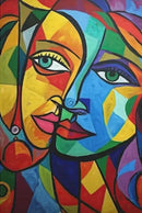 Abstract cubist painting in Picasso style for wall decoration