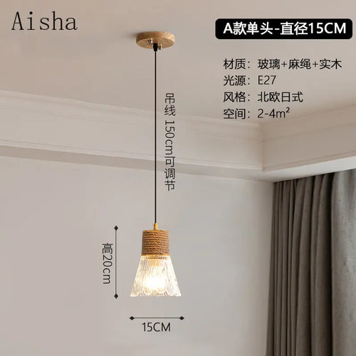 Nordic Japanese three-head log style chandelier for creative interiors - vue 6 sur 13