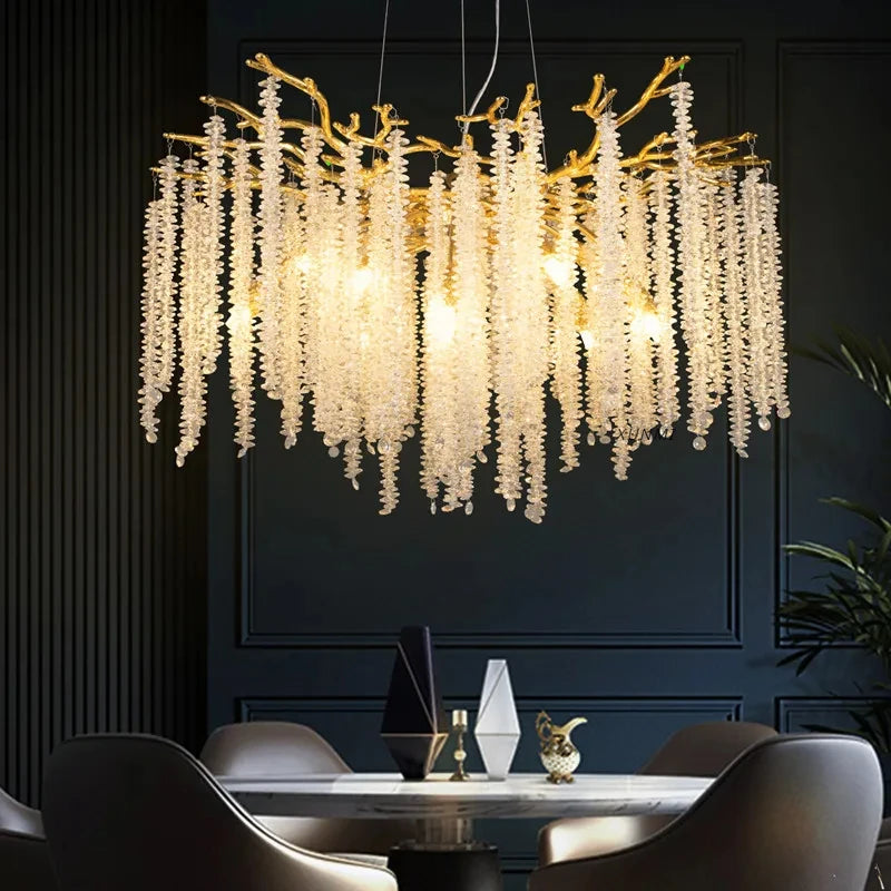 Crystal pendant chandelier with LED lighting