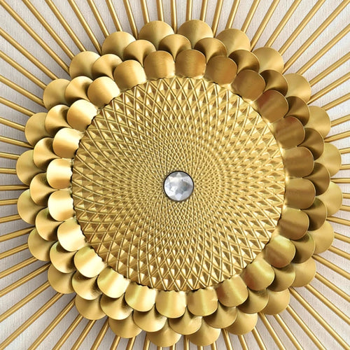 Creative Iron Golden Pendant for Living Room, Luxury Wall Hanging Mirror, Home Hallway Decor, Metal Wall Artistic for Bedroom - vue 4 sur 8