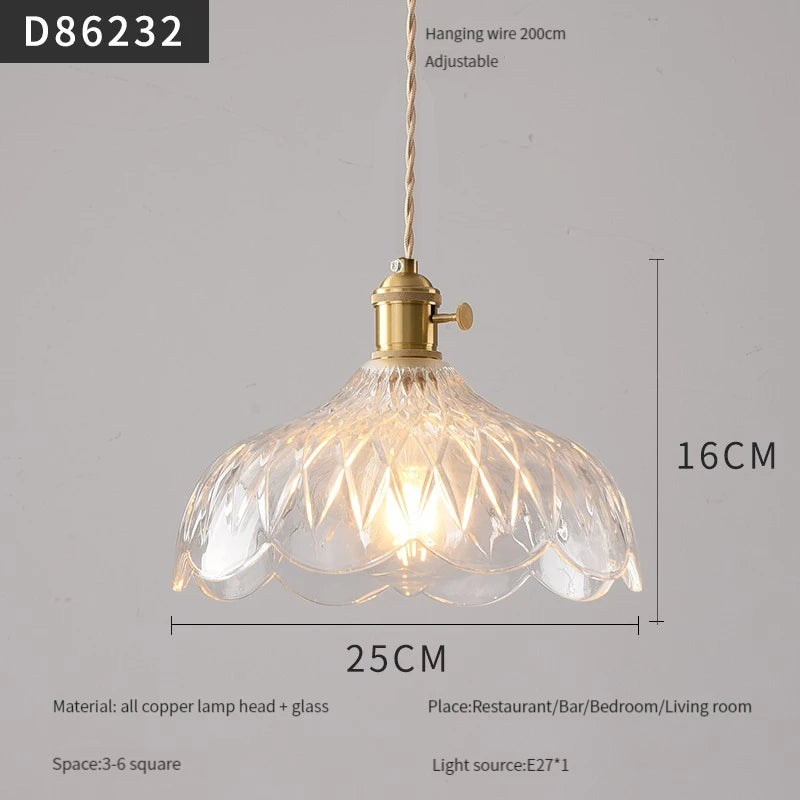 Modern brass and glass pendant light for interiors - vue 18 sur 30