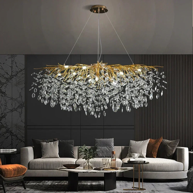 Nordic gold crystal LED chandelier decorative