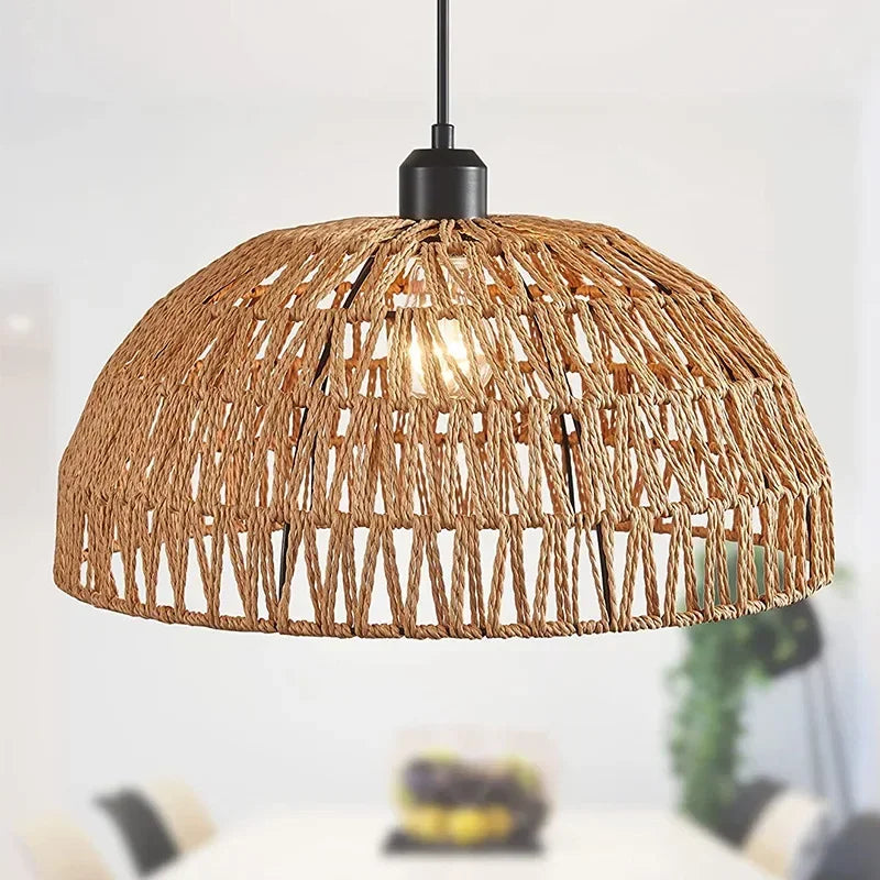 Japanese-style hemp rope chandelier