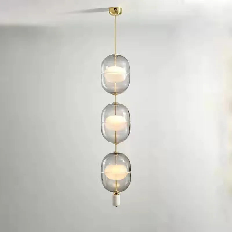 Nordic glass, marble and gold metal pendant light - vue 4 sur 8