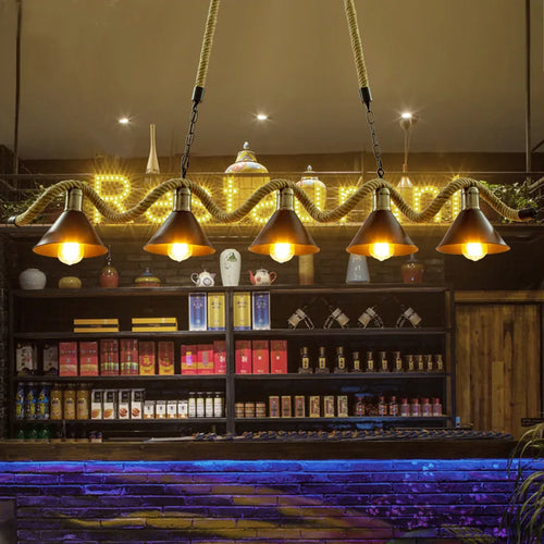 Retro industrial style chandelier modern string lamp for indoor lighting - vue 5 sur 8