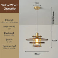 Solid wood retro flying saucer chandelier for bar and restaurant