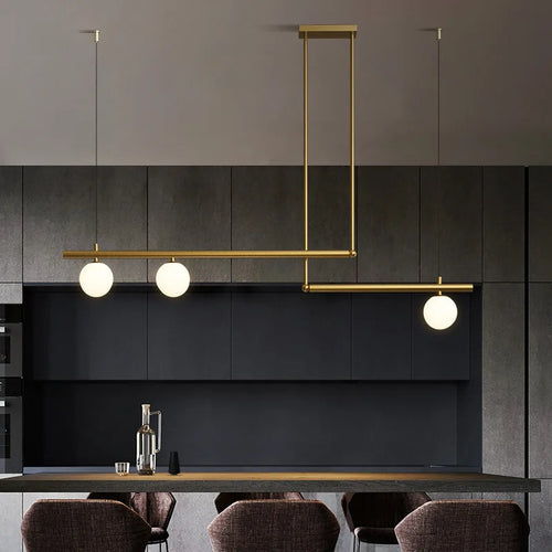Modern nordic minimalist LED glass chandelier for restaurant decor - vue 2 sur 16
