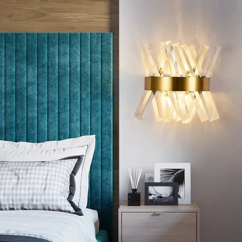 Modern crystal wall light for decorative indoor lighting