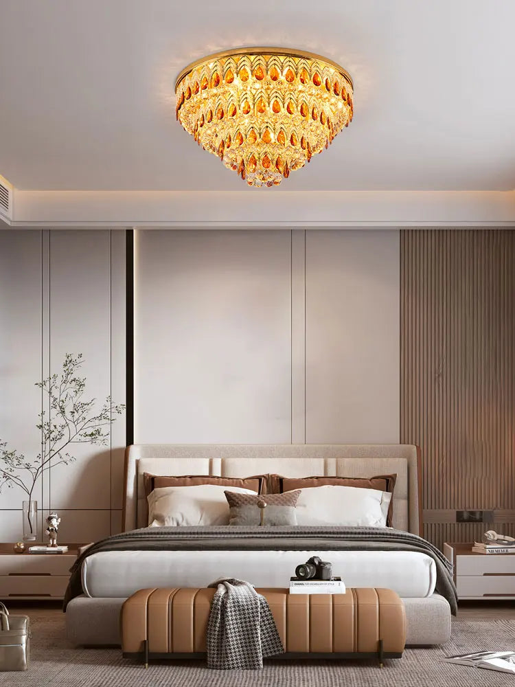 Dimmable crystal designer chandelier for modern interiors