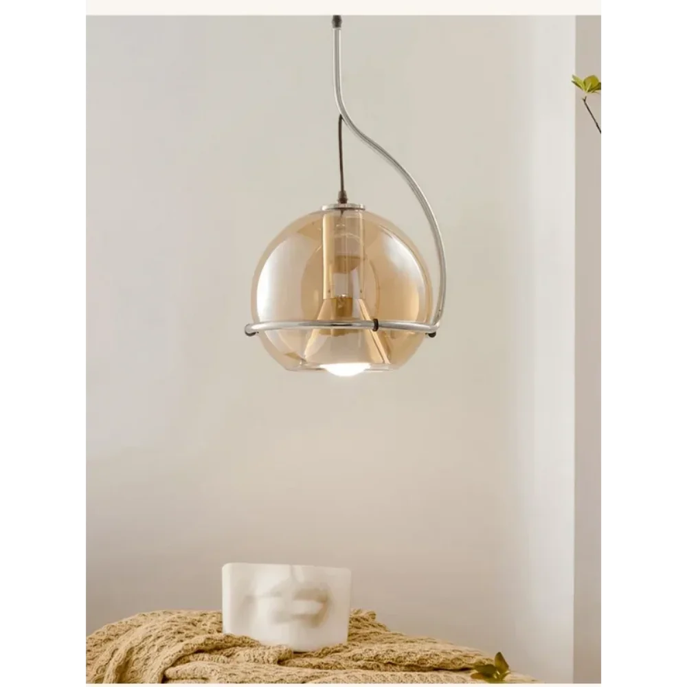 Nordic retro glass ball chandelier for restaurants and cafes - vue 3 sur 8