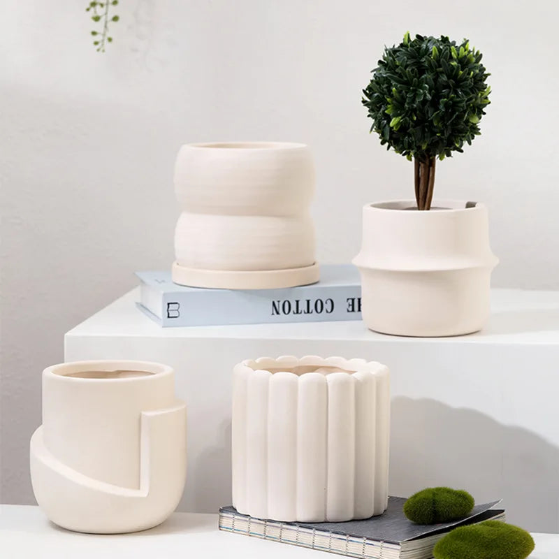 ceramic flower pot with tray for balcony