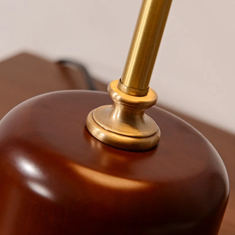 Retro glass, wood and copper designer table lamp - vue 6 sur 8