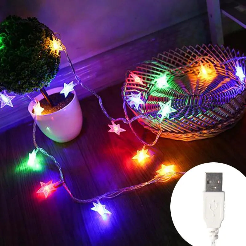 Star LED string lights for outdoor decoration and parties