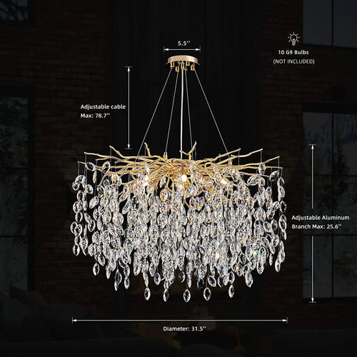 Luxury crystal chandelier with LED branches for modern interiors - vue 13 sur 14