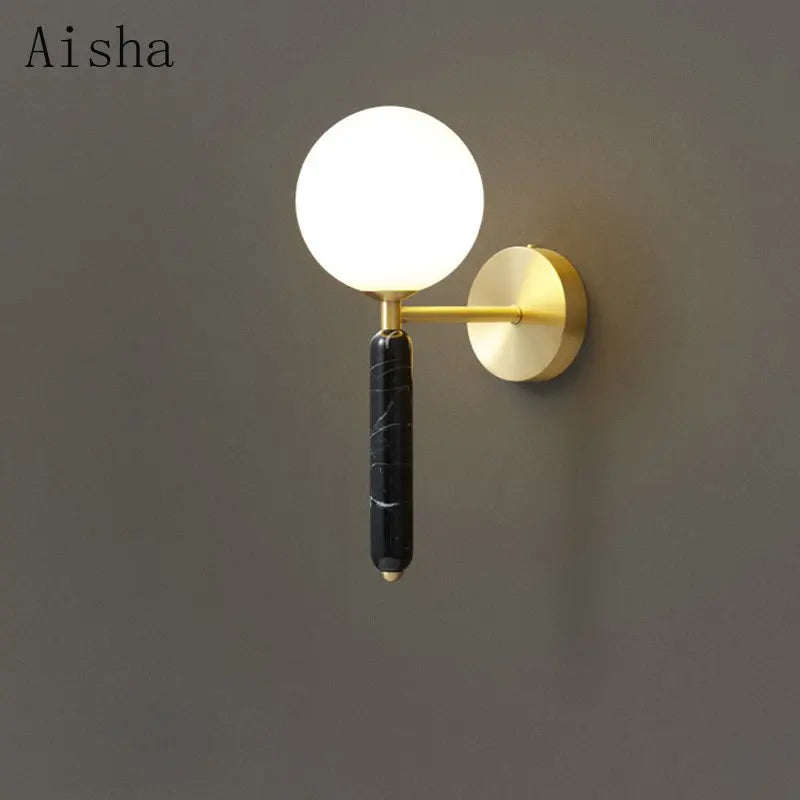 Modern nordic copper and marble wall light