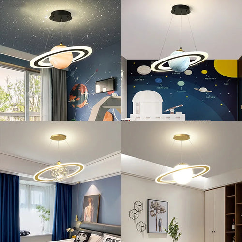 Planet earth pendant light for children's room astronaut decorative star - vue 6 sur 13