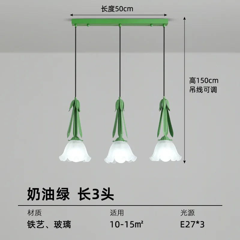 3-head milk white glass LED pendant chandelier - vue 6 sur 12