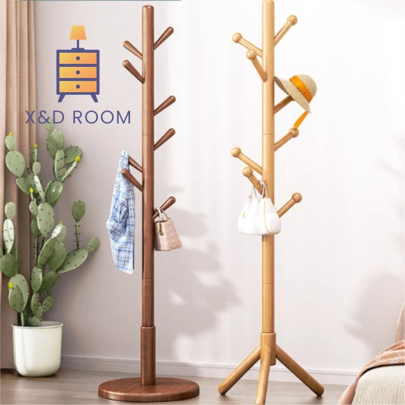 solid wood floor-standing clothes rack for home