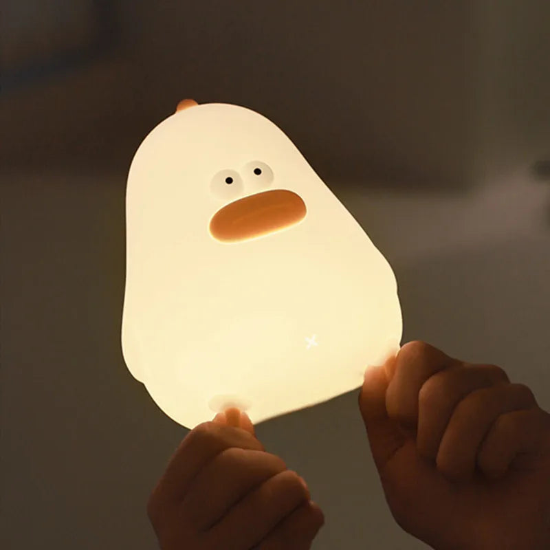Silicone chicken night light with tap switch USB for children gift - vue 3 sur 5