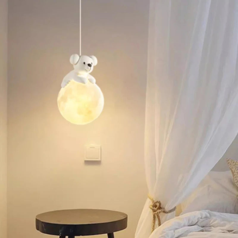 Cute puppy pendant light for children's room decor - vue 4 sur 8