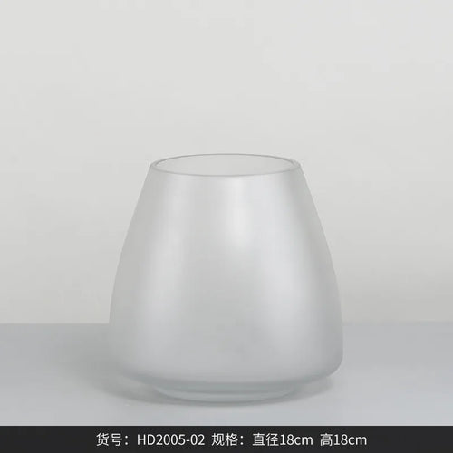 frosted glass vase for interior decoration dried flowers and hydroponics - vue 10 sur 12
